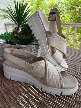 Lightweight Beige Platform Slingback Sandals